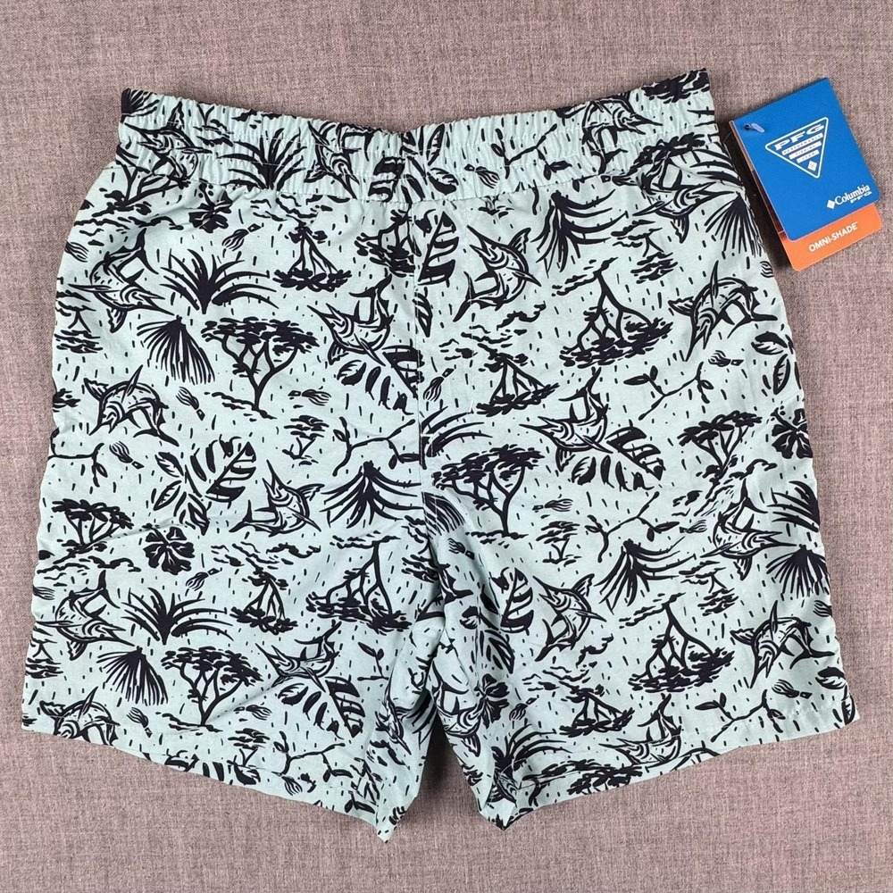 Columbia PFG Swim Trunks Boys Medium 10/12 Blue Fish Super Backcast II Print